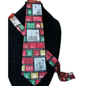 Eagles Wings Christmas Silk Tie Goodwill To Men Peace on Earth Festive